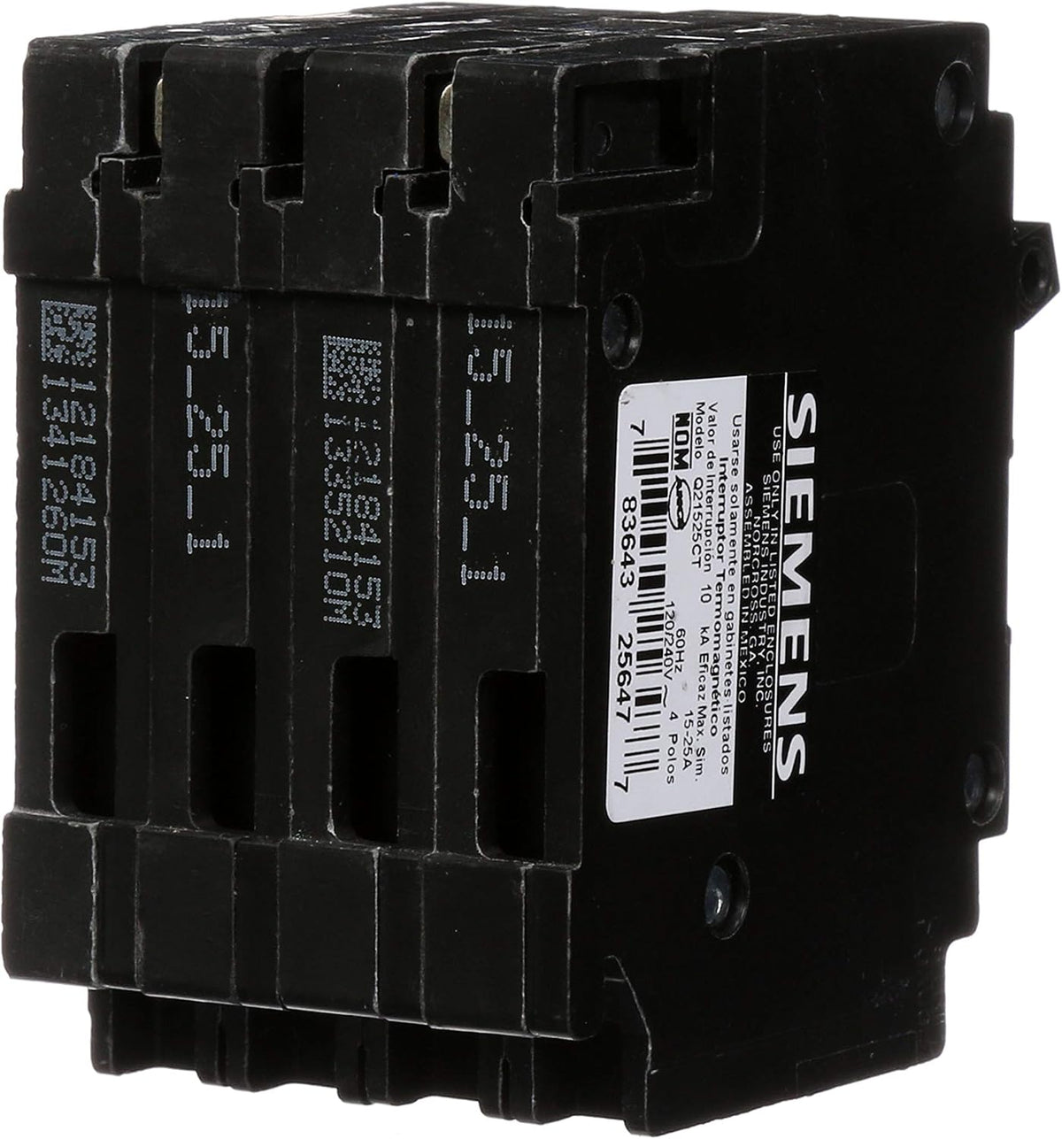 Siemens 25 Amp Double-Pole and (2) 15 Amp Single-Pole Type QT Triplex Circuit Breaker