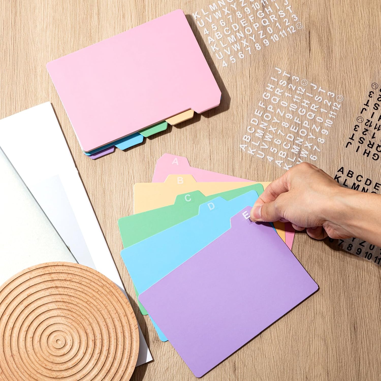 50 Pack 4 x 6 Inch Index Card Dividers with 2 Number Alphabet Sticker with Tab, Dry Erase Index Card Guide Set, Photo