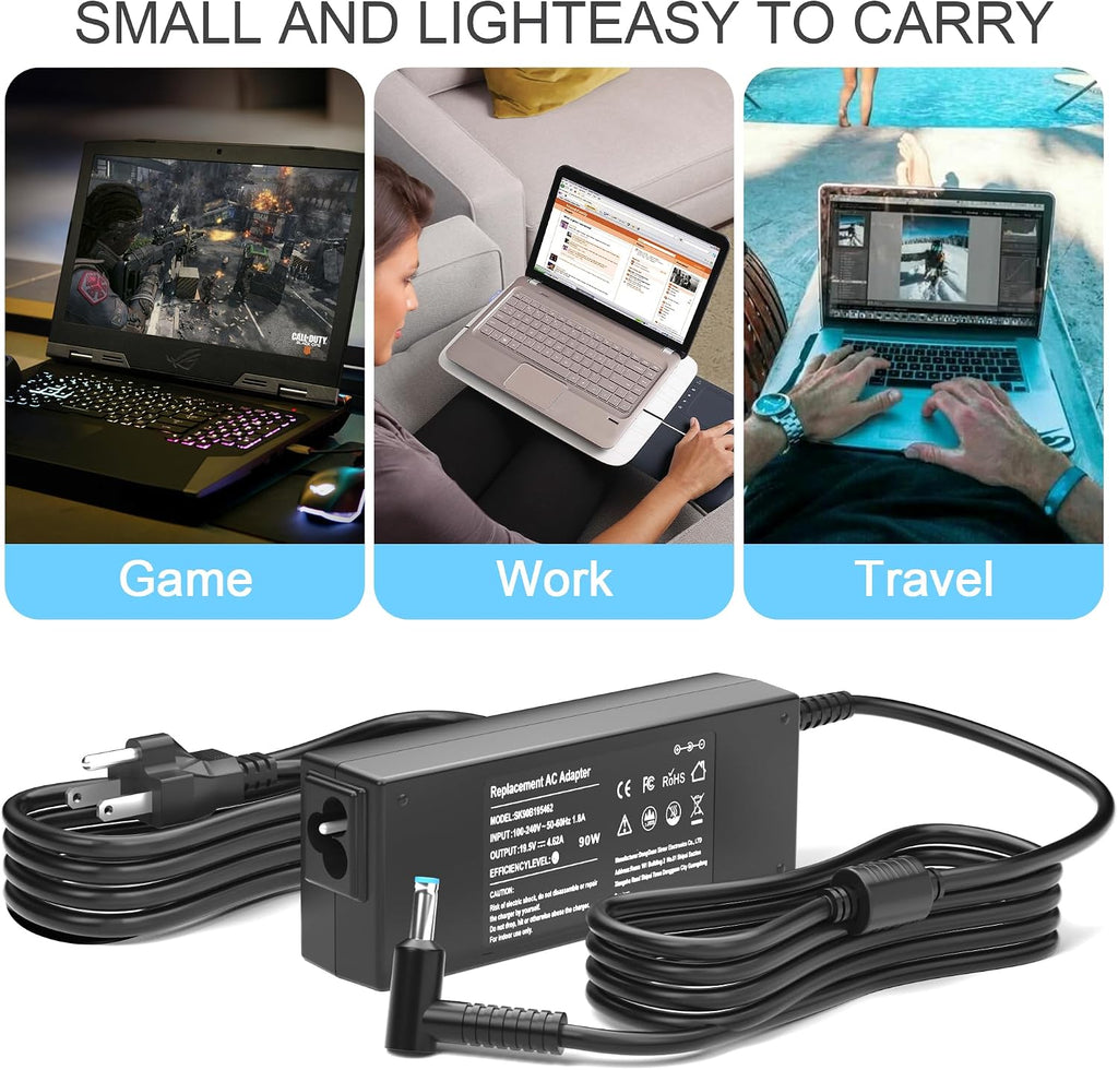 90W 19.5V 4.62A AC Adapter Compatible with HP Envy Laptop Charger