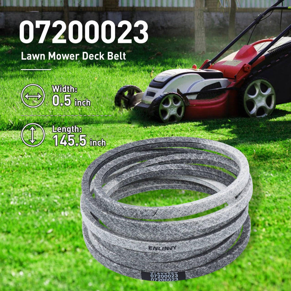 07200023 Deck Belt 1/2" x 145.5" Replaces Ariens 52 inch Deck Belt