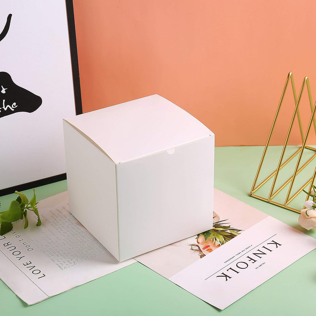 10 Pack White Cardboard Gift Boxes with lids |4x4x4inch Square Boxes | Small Gift Boxes Suitable for Party, Wedding