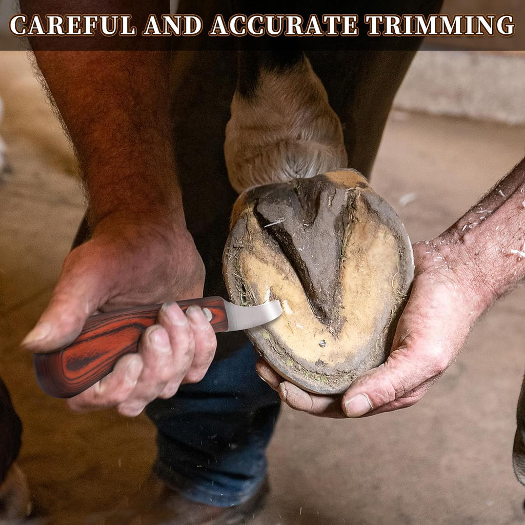 Hoof Knife for Horses with Sharpener, Double-Edge Loop Knife for Farriers