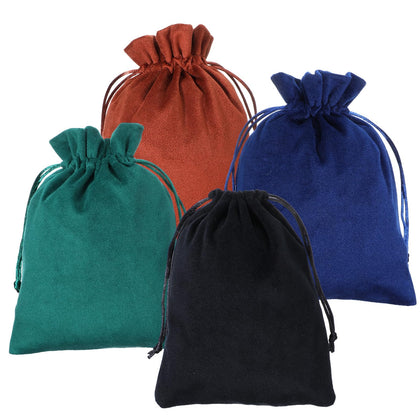 4 Pcs Velvet Gift Bag with Drawstring, 8 X 6 Inch Soft Velvet Pouch, Felt Velvets Drawstring Bag for Jewelry Bracelet