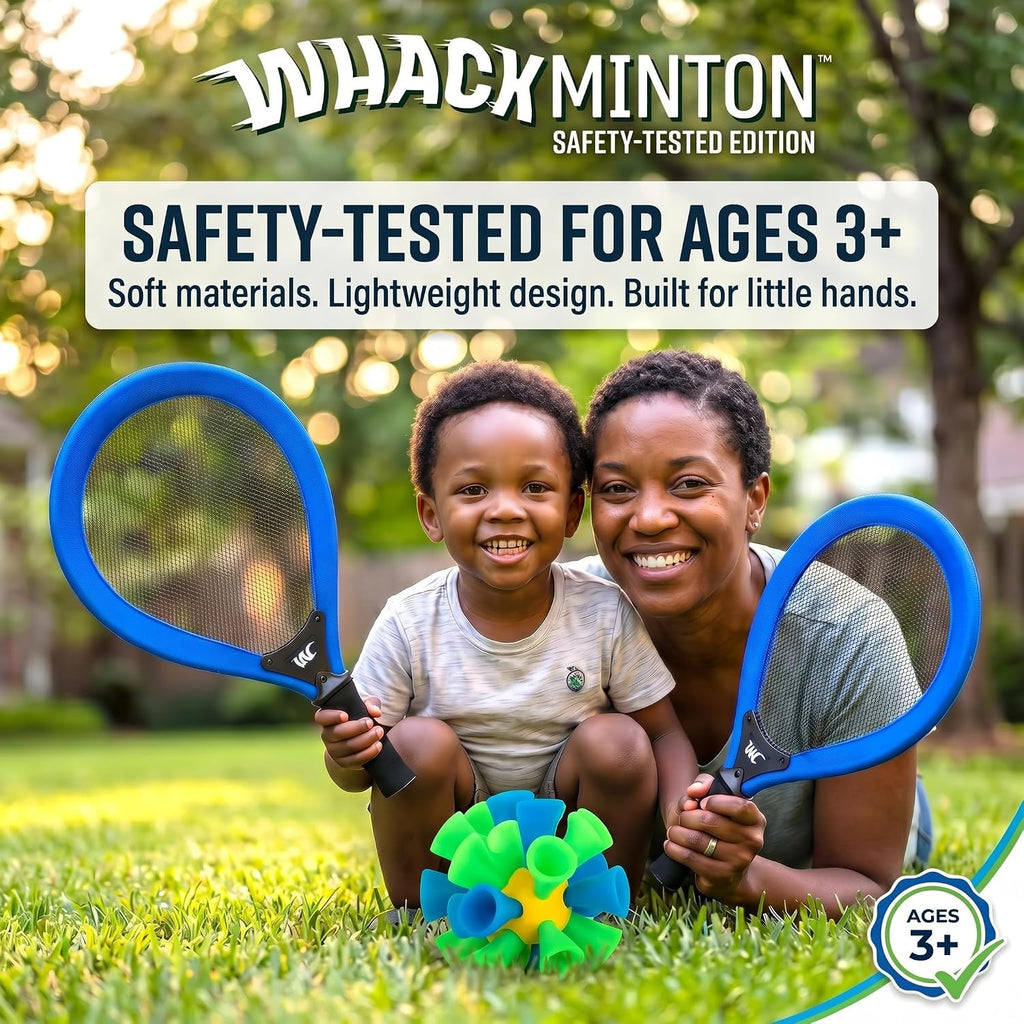 Whackminton Outdoor Game Set - No Net Required! - Fun Racket Game for All Ages - Perfect Outdoor Sport for Park