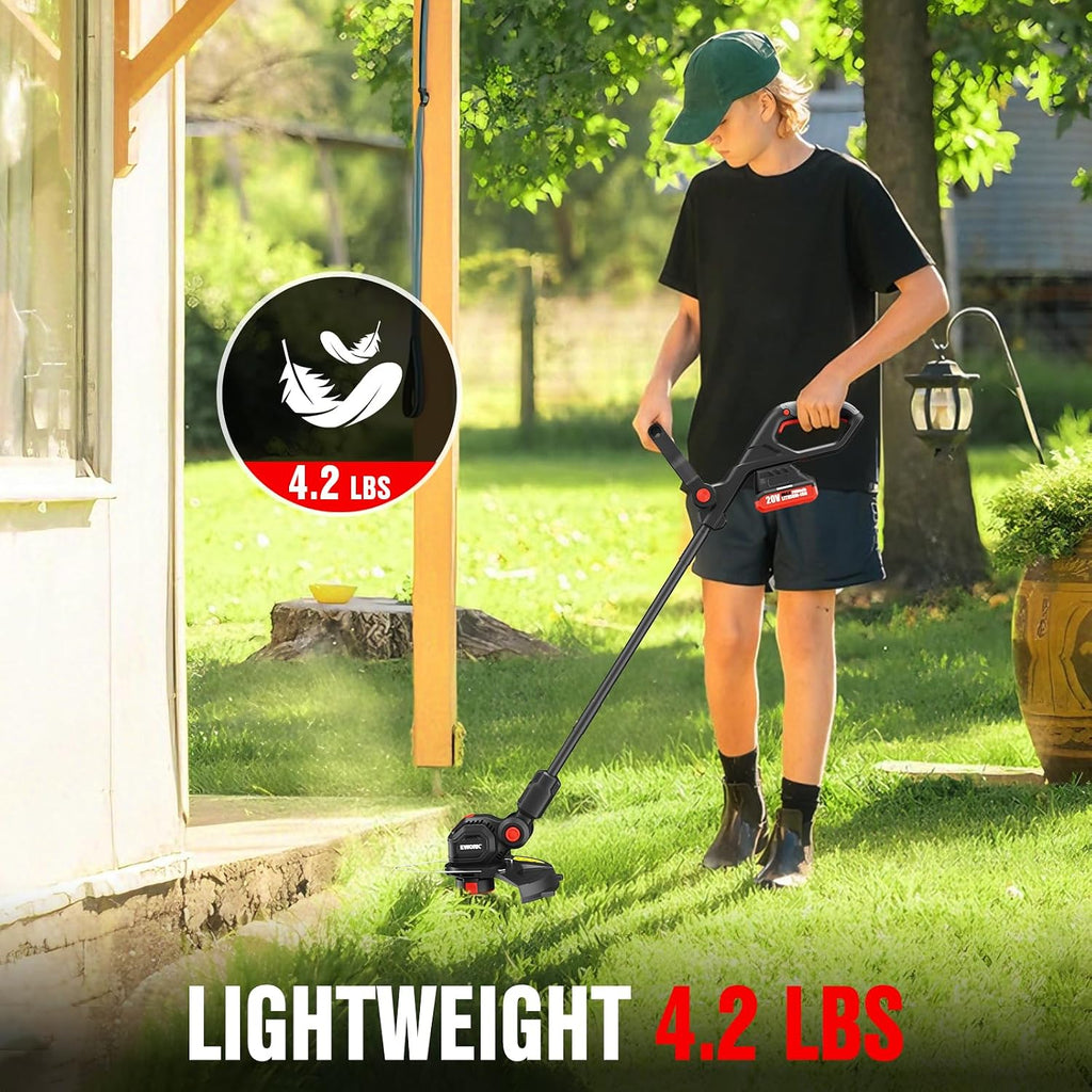 2-in-1 Cordless Weed Wacker & Edger, 20V 12'' Electric Weed Eater | Auto Line Feed, Battery Powered String Trimmer