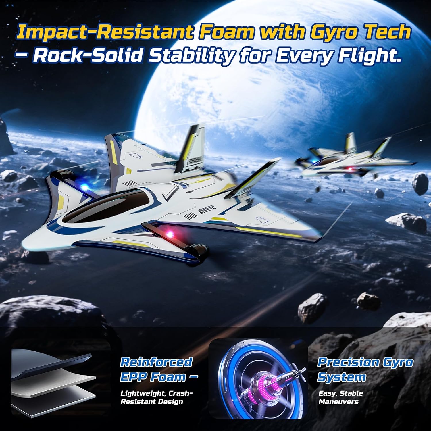 4CH Brushless RC Plane,Sci-Fi Remote Control Jet Hobby Airplane with LED Lights RTF Aerobatic Aircraft Toys,2.4GHz