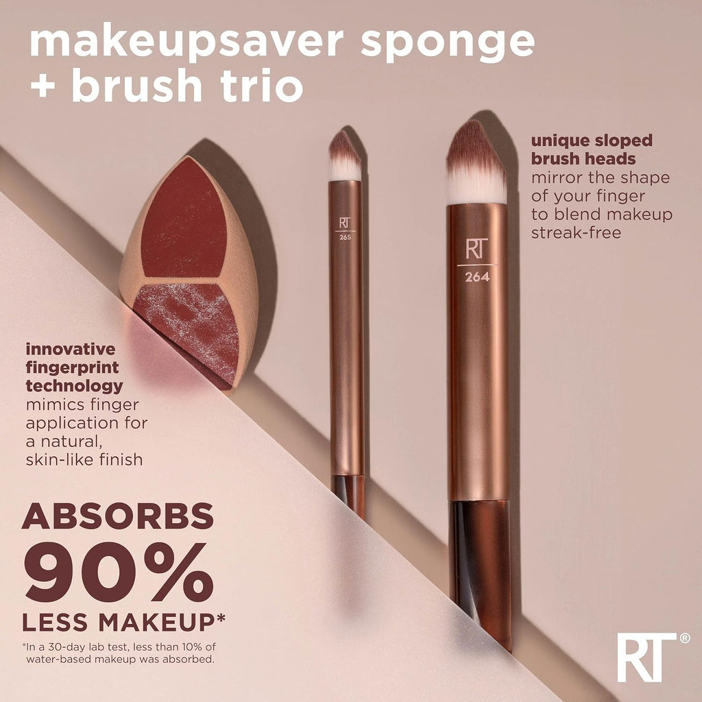 Makeupsaver Blending Sponge + Makeup Brushes Trio | Less makeup waste with a makeup sponge and makeup brush set