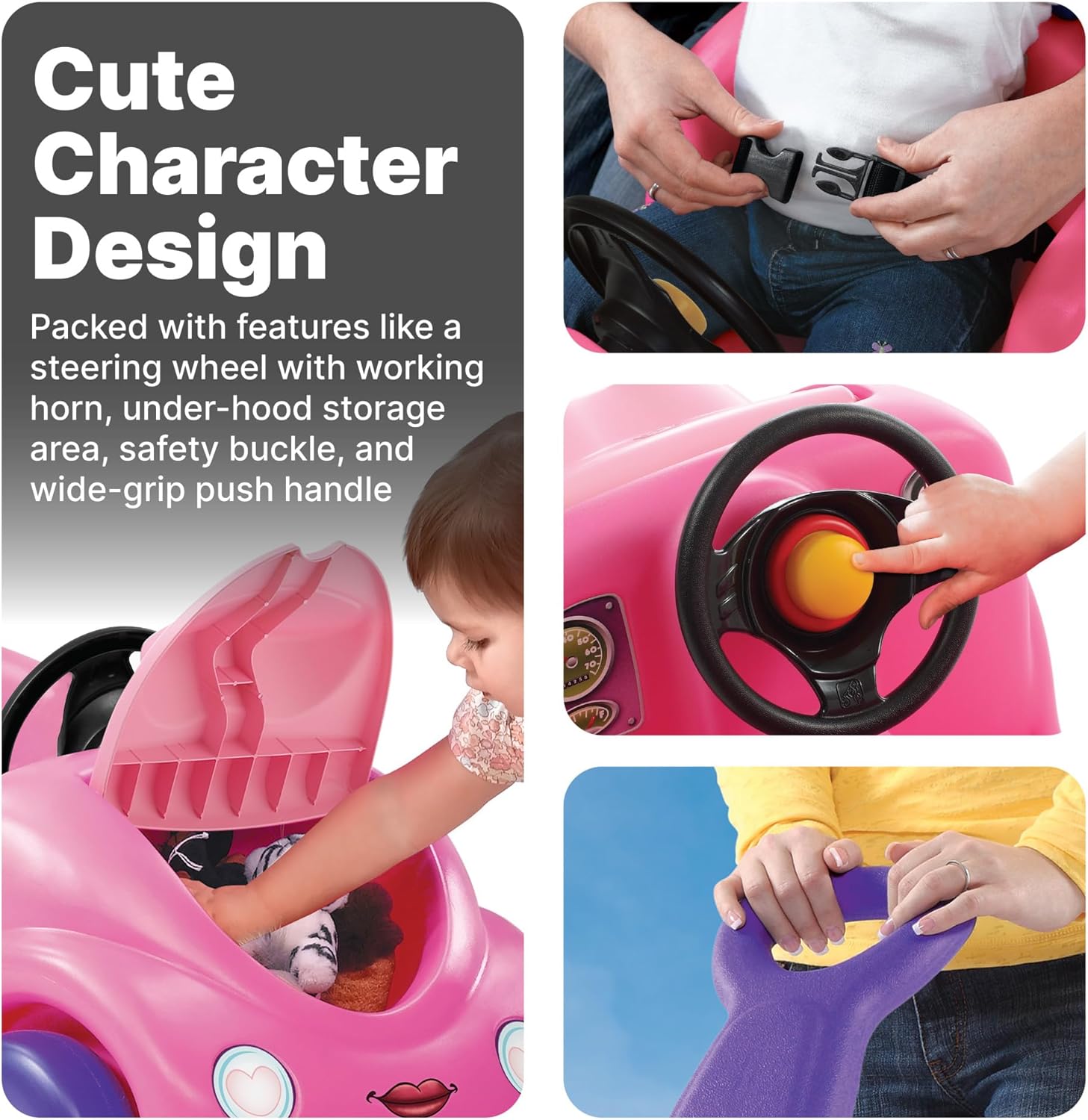 Step2 Push Around Buggy Kids Push Car, Ride On Toy, Stroller Substitute, Includes Seat Belt & Horn, Made of Durable