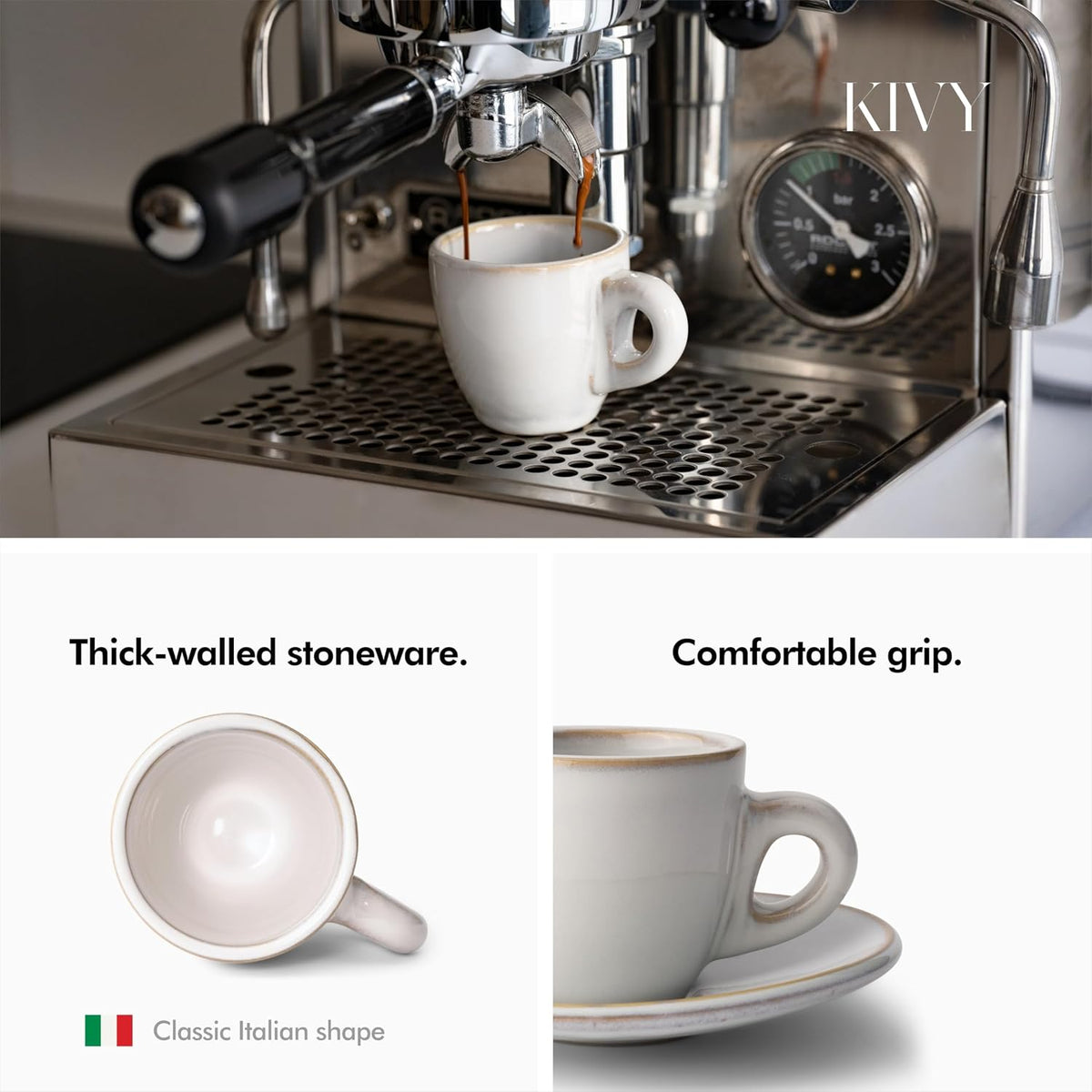 Espresso Cups Set 4x 3oz - Thick Walled Stoneware - Dishwasher Safe