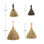 Whisk Brooms with Yarn Wrapped Handles, Multi Color Neutrals, Set of 4