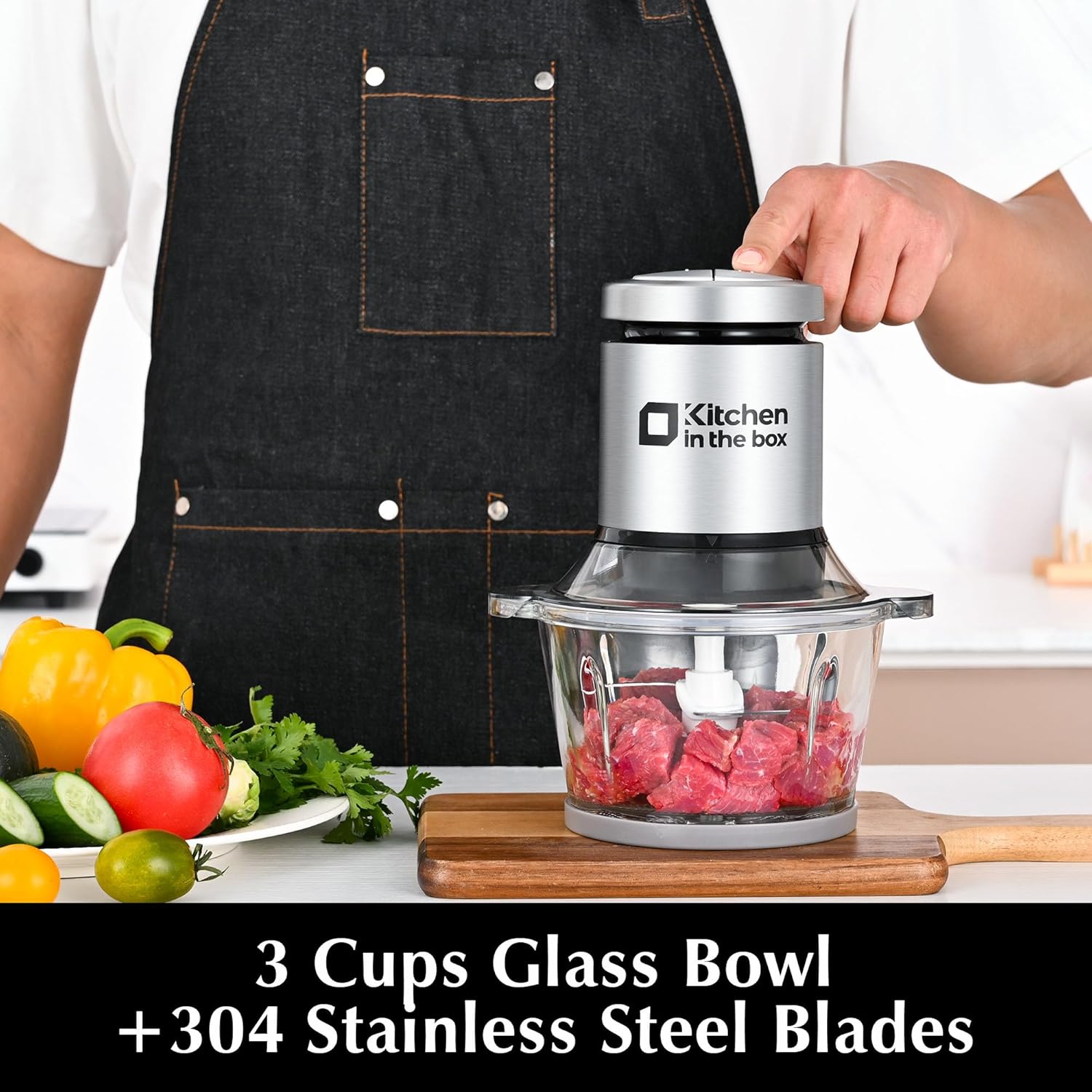 3cups Mini Food Processors,Small Meat Grinder & Food Chopper Electric