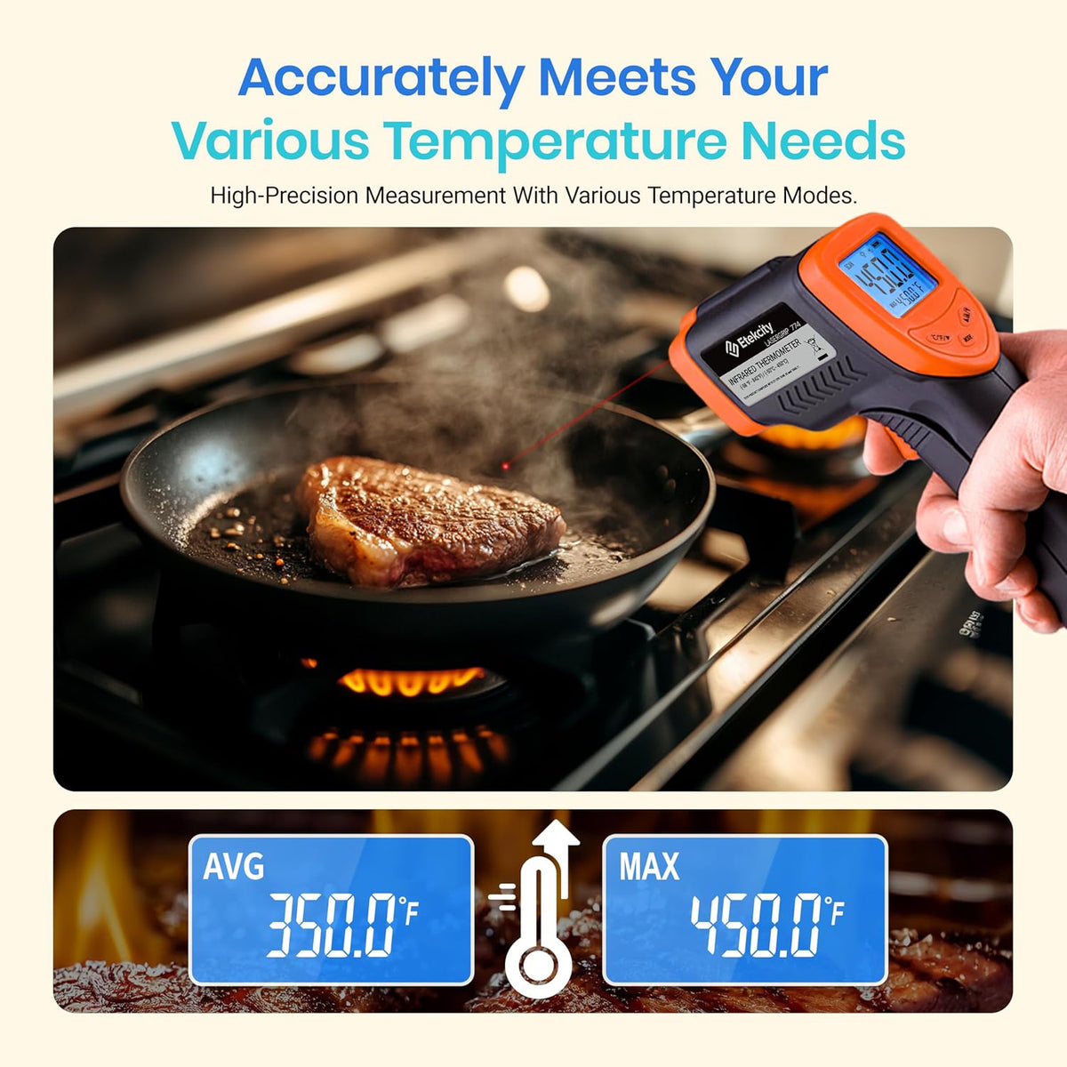 Infrared Thermometer Laser Temperature Gun 774, Orange