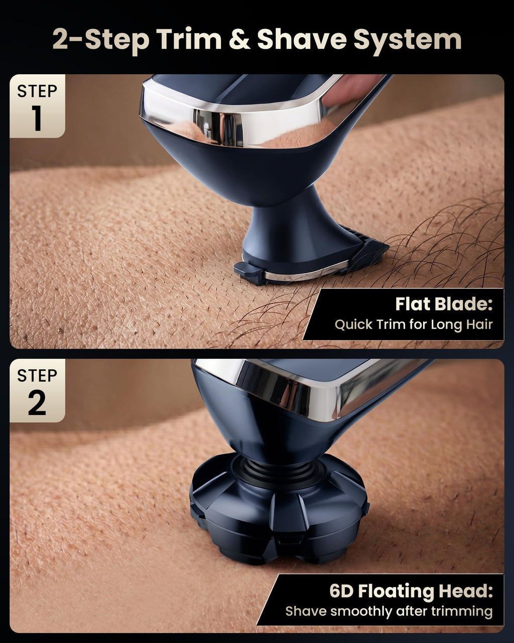Electric Back Shaver for Men w/Long Handle, 6D Body Shaver Head