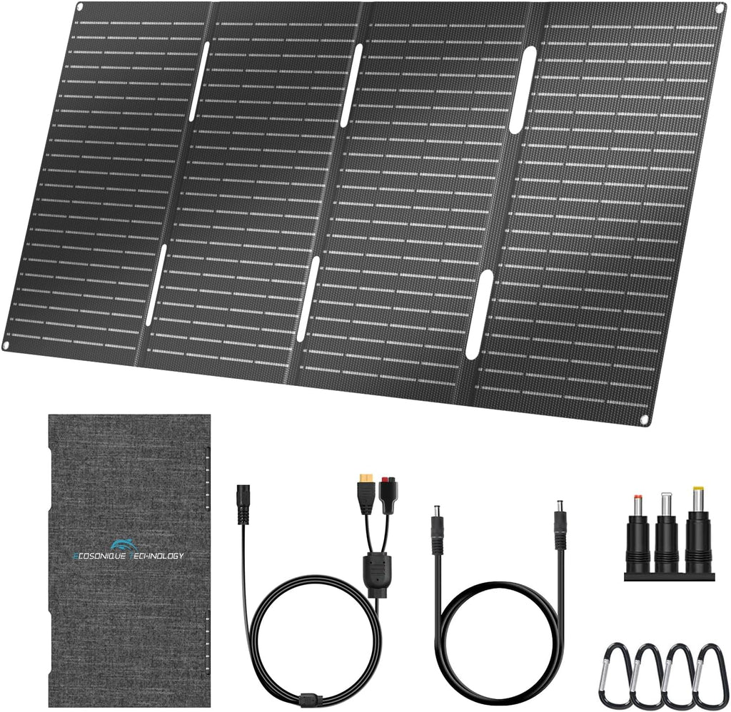 Ecosonique 60W Portable Foldable Solar Panels Charger with USB-C USB-A DC | Fast Charging, Lightweight, ETFE