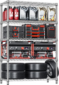 5-Tier Heavy Duty Metal Storage Shelving Unit (Chrome, 17.7" D x 47.2" W x 72.3" H, 1750 lbs Capacity), Adjustable