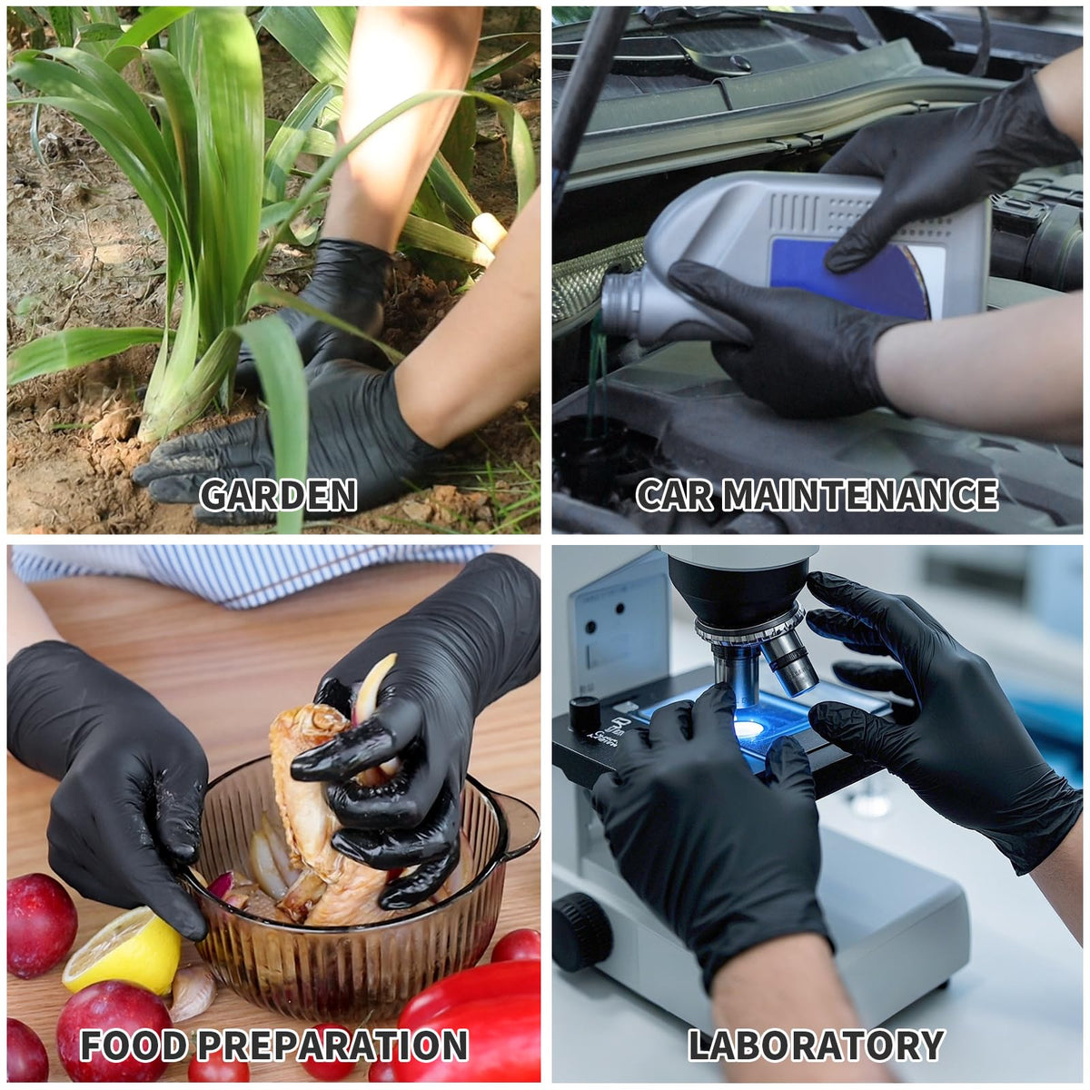 Black Nitrile Disposable Gloves Exam Gloves 3.2mil 1000PCS(Medium)
