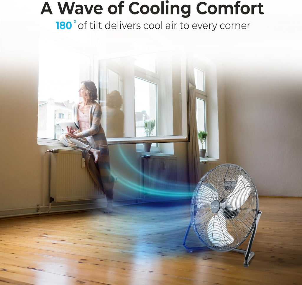 COMFORT ZONE 20-Inch High-Velocity Industrial Floor Fan