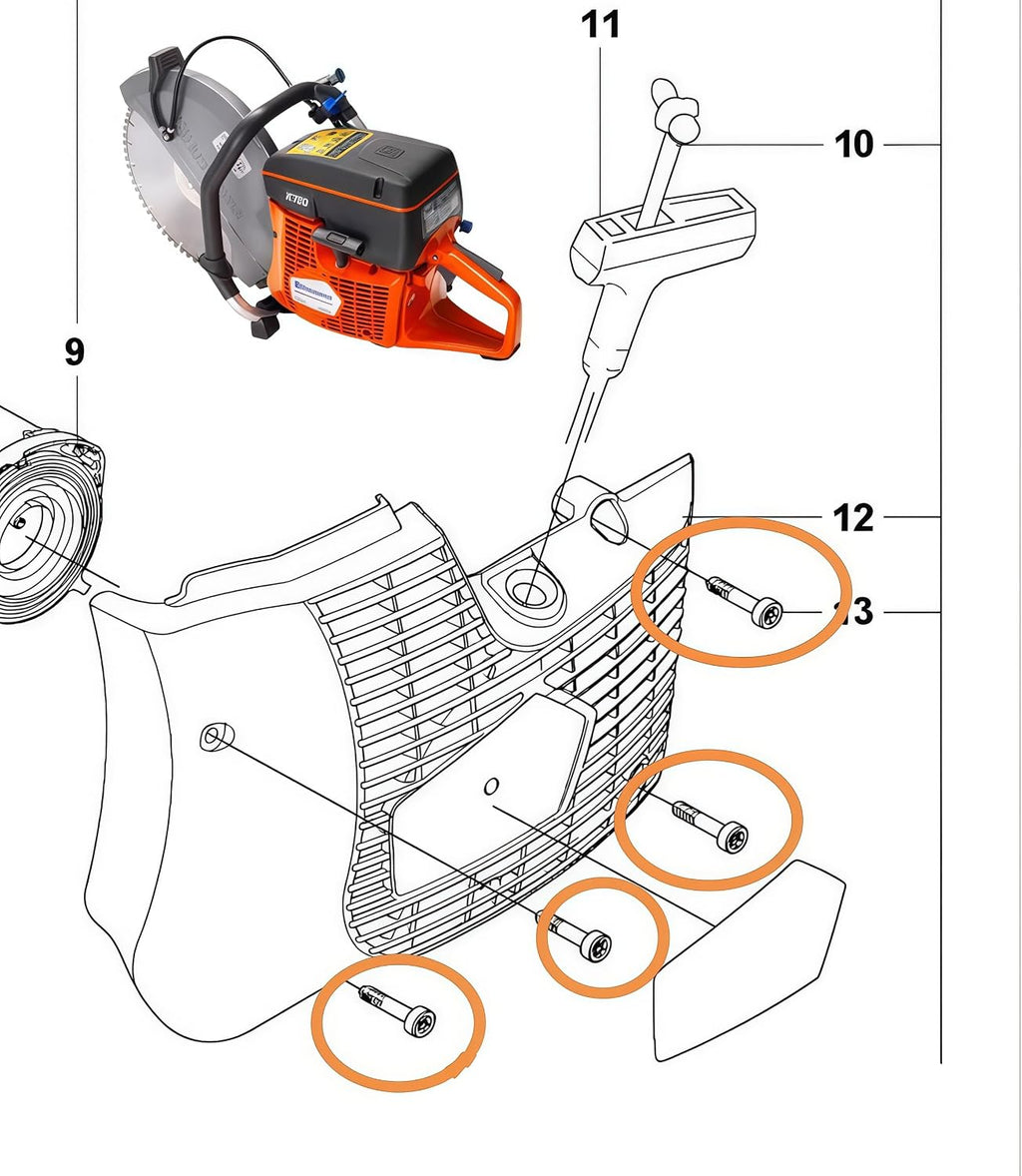 K770 Recoil Starter Assembly for Husqvarna Concrete Cut Off Saw