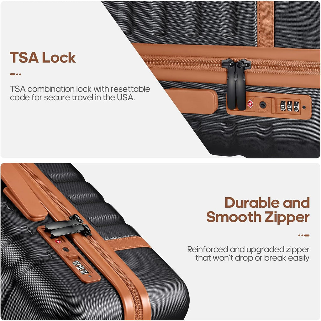 Luggage Sets 3 Piece, Carry On Luggage 20In With Spinner Wheels,PC Hardside Suitcase Set with TSA Lock,Durable Carry