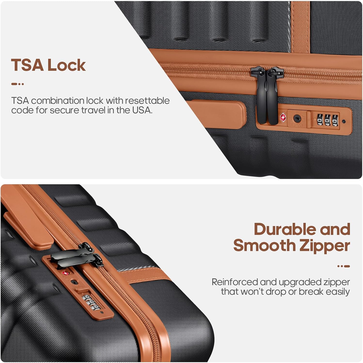 Luggage Sets 3 Piece, Carry On Luggage 20In With Spinner Wheels,PC Hardside Suitcase Set with TSA Lock,Durable Carry