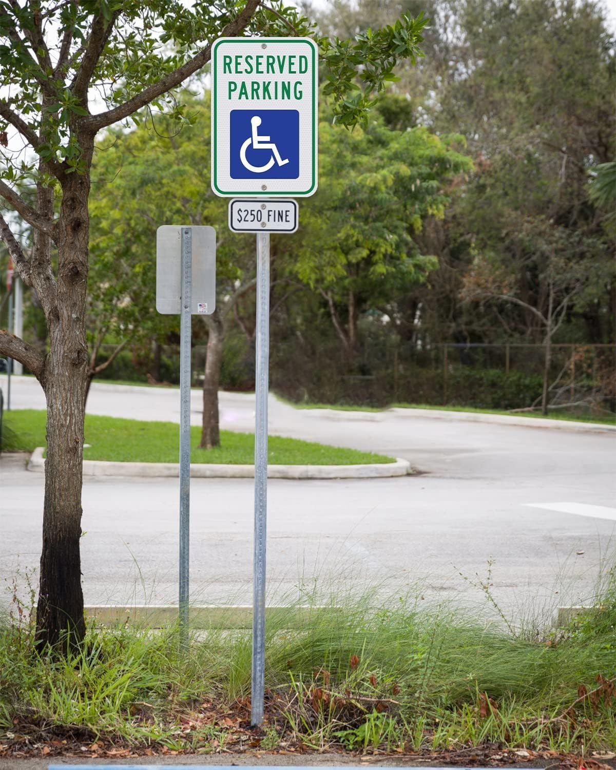 Aluminum Handicap Parking Sign - 18 x 12 inch, ADA Accessible, Reflective Blue (2pcs)