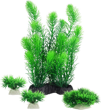 Aquarium Plants, Artificial Aquarium Decorations for Fish Tank Decor, Pack of 4