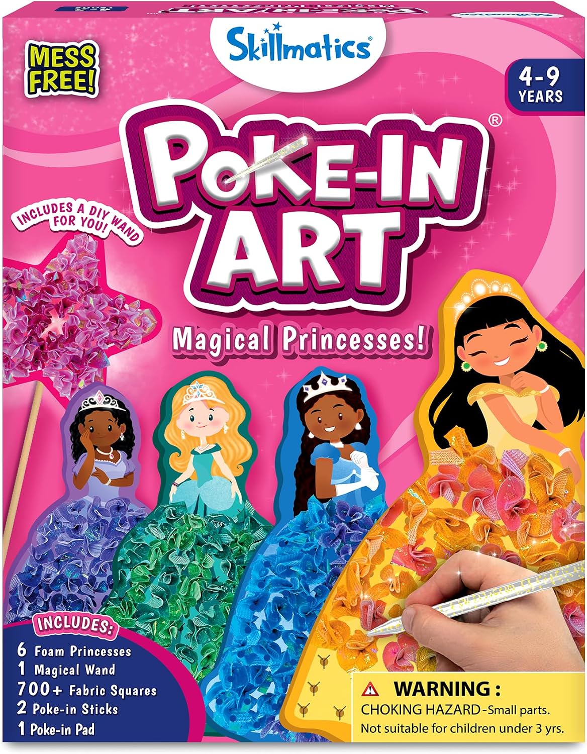 Poke-in Art – Magical Princesses, Wood Craft Kit, Gift for Kids | DIY Mess-Free Fun, Fine Motor Skills, Screen-Free