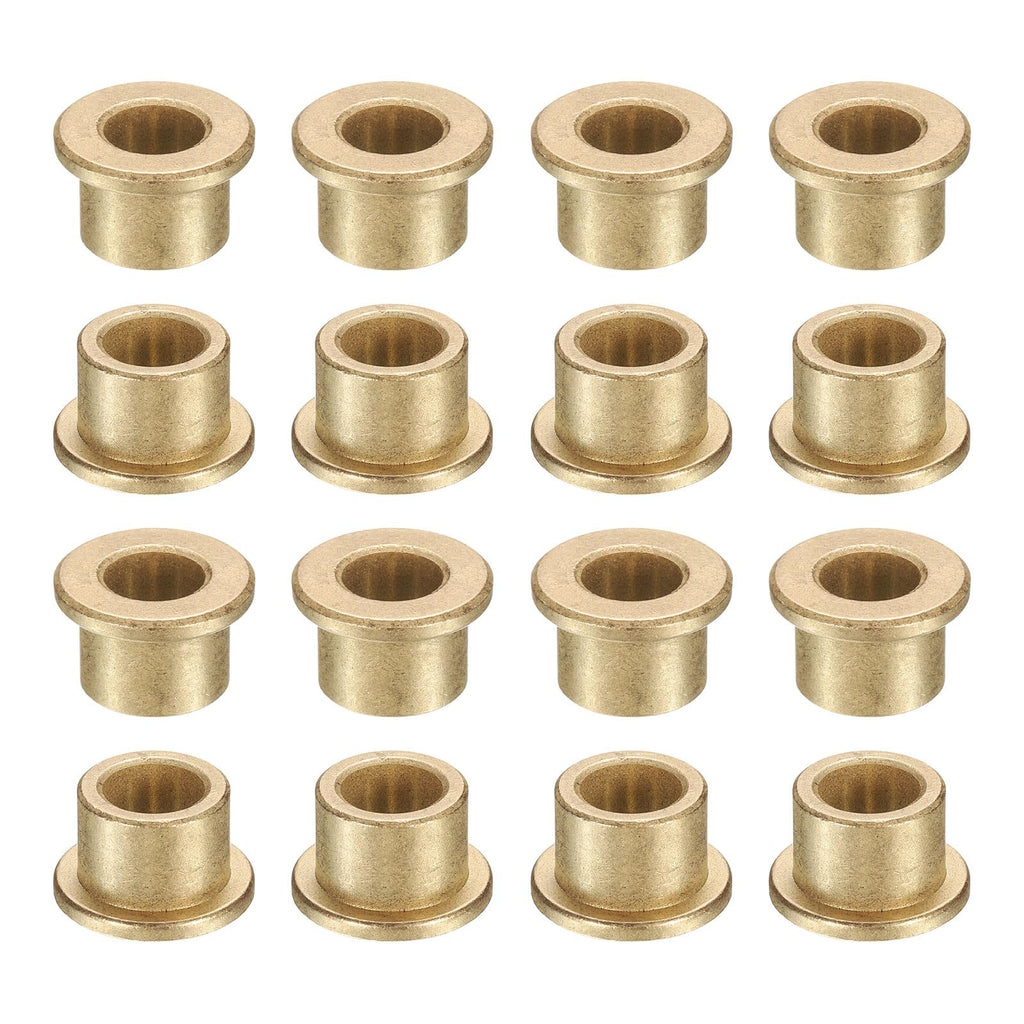 uxcell 16Pcs Flange Sleeve Bearings, 8mm Bore x 12mm OD x 10mm Length, Self-Lubricating Sintered Bronze Bushings
