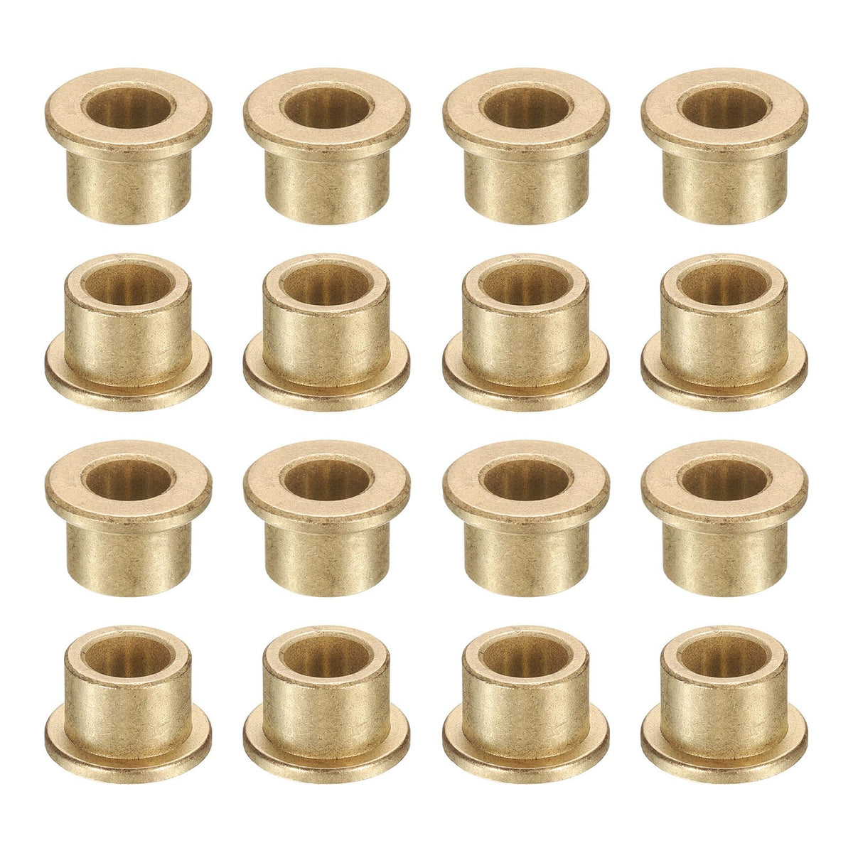 uxcell 16Pcs Flange Sleeve Bearings, 8mm Bore x 12mm OD x 10mm Length, Self-Lubricating Sintered Bronze Bushings