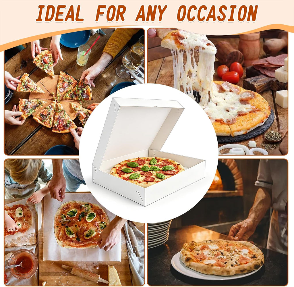 15 PCS White Pizza Boxes 12x12x1.9 Inch Bakery Packaging Box