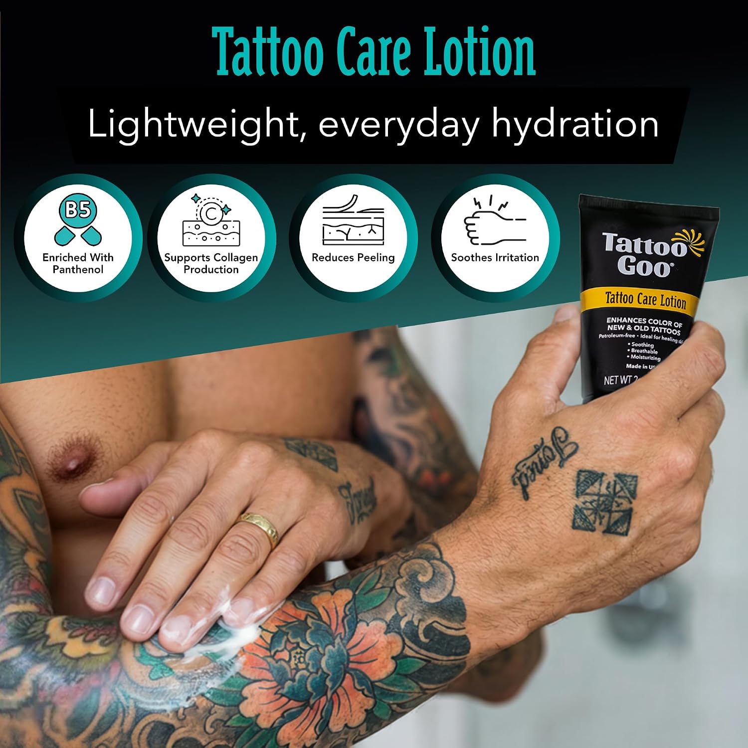 Tattoo Aftercare Kit, 3 Piece Set, Includes Antimicrobial Soap, Tattoo Balm & Healing Lotion, Main Vibrant Color &