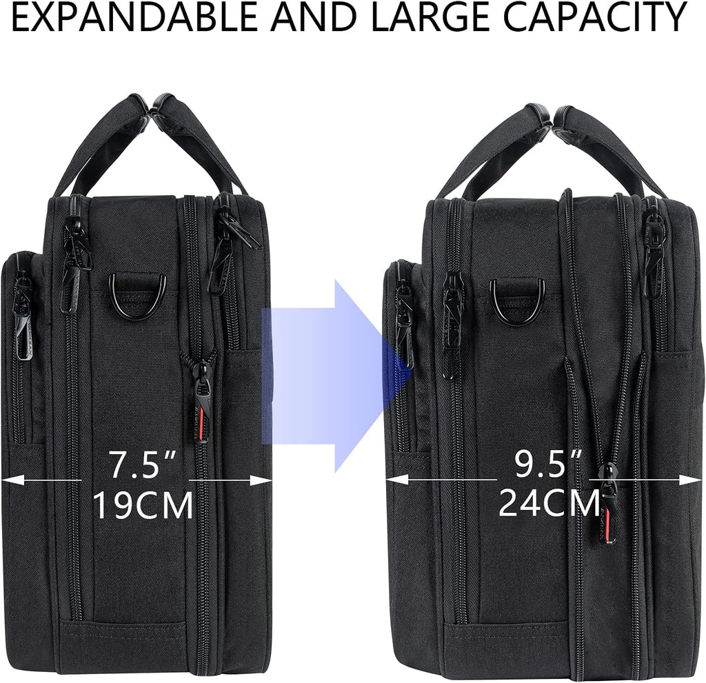 Laptop Briefcase Premium Laptop Case Fits Up to 17.3 Inch Business Shoulder Bag Laptop Expandable Water-Repellent