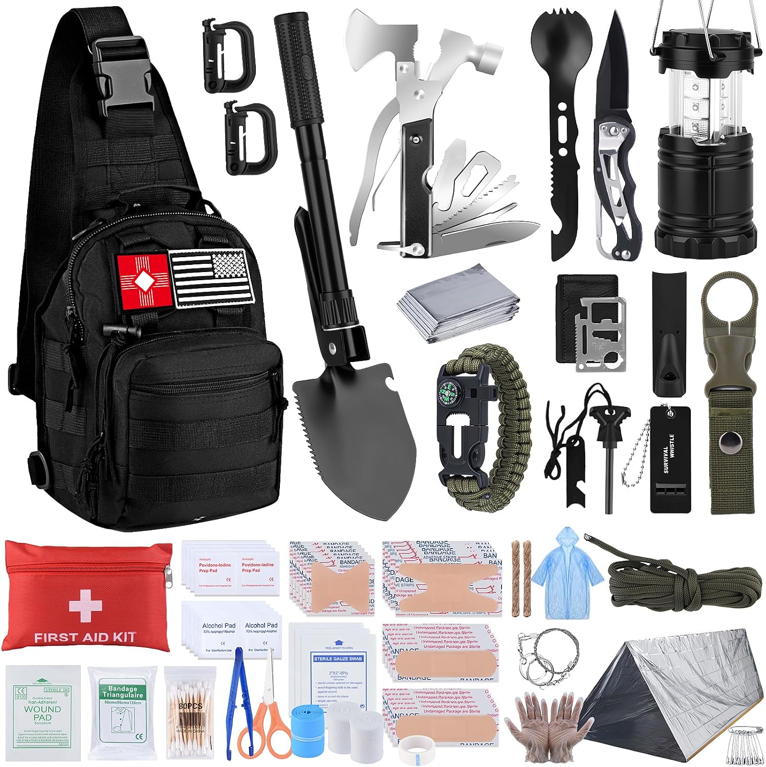 Survival Kit, Gifts for Fathers Day Men, Women, 251pcs Emergency Survival Gear and Supplies Equipment, First Aid Kit
