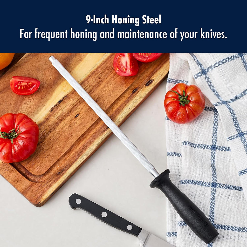 Sharpening Steel, Fine Edge Honing Rod for Knife Blade Maintenance | Restores Knife Edge Between Professional
