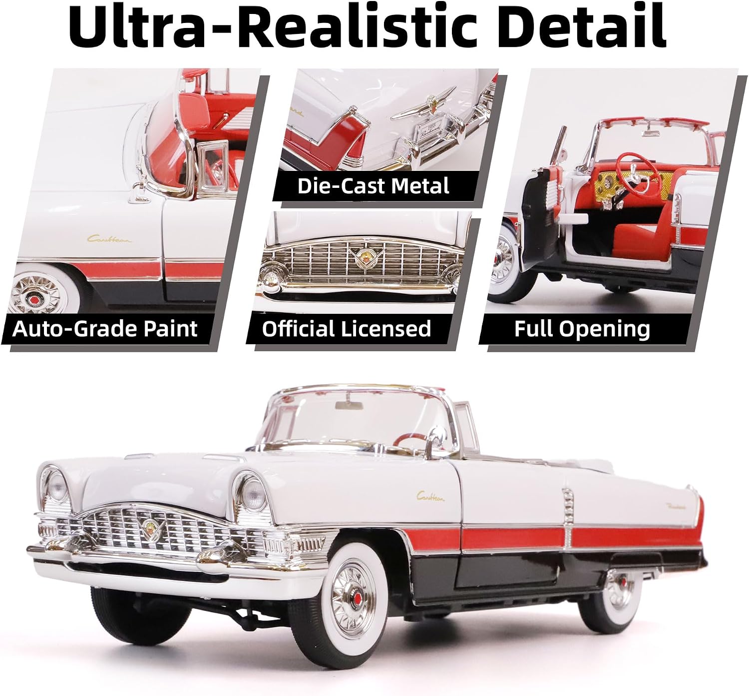 1955 Packard 1/18 Scale Die-Cast Metal Model Alloy Collectible Cars with Display Case, with Opening Doors, for Men