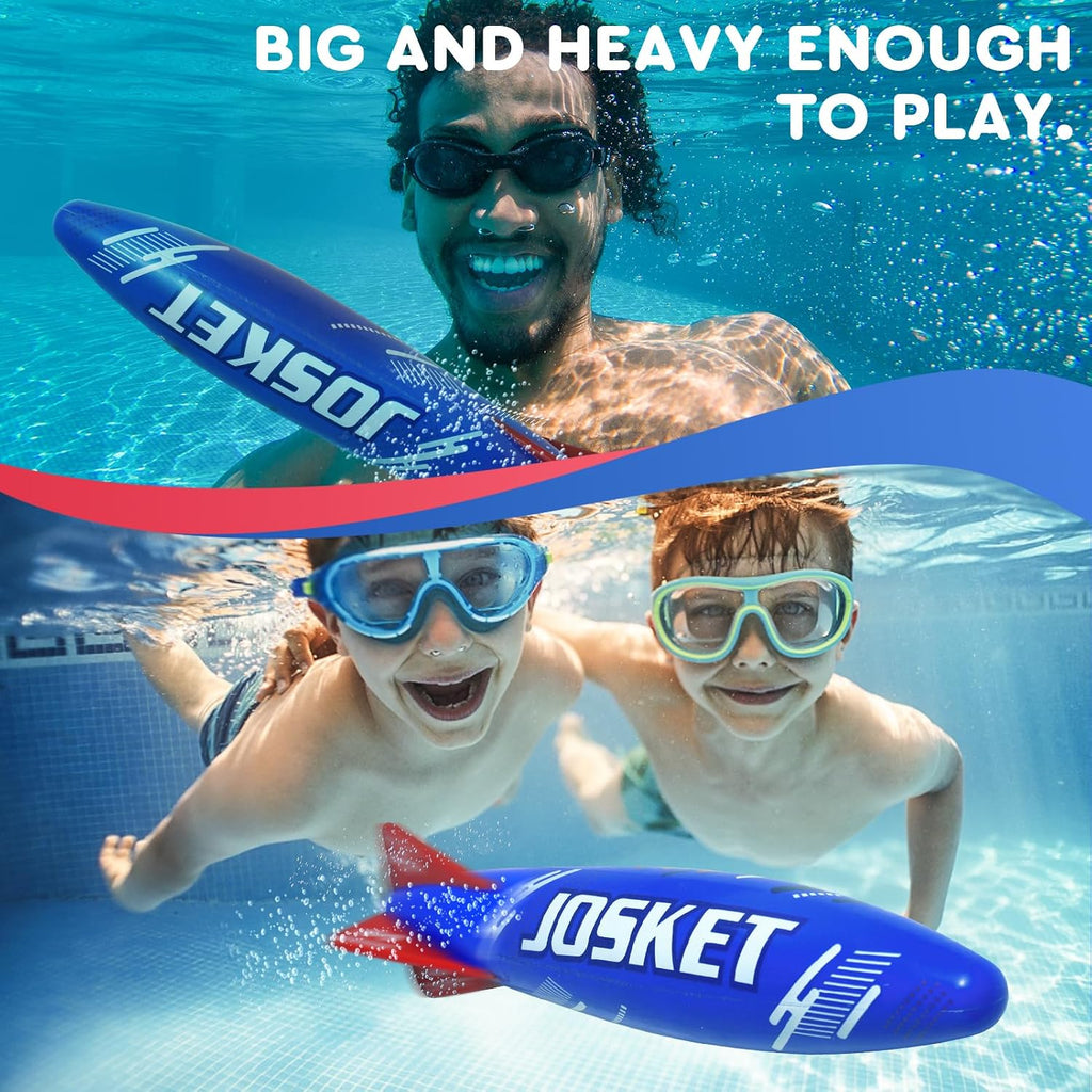 10" Underwater Diving Toys Pool Torpedo Toys Swimming Throwing Torpedo Bandits Water Rockets Training Dive Toys