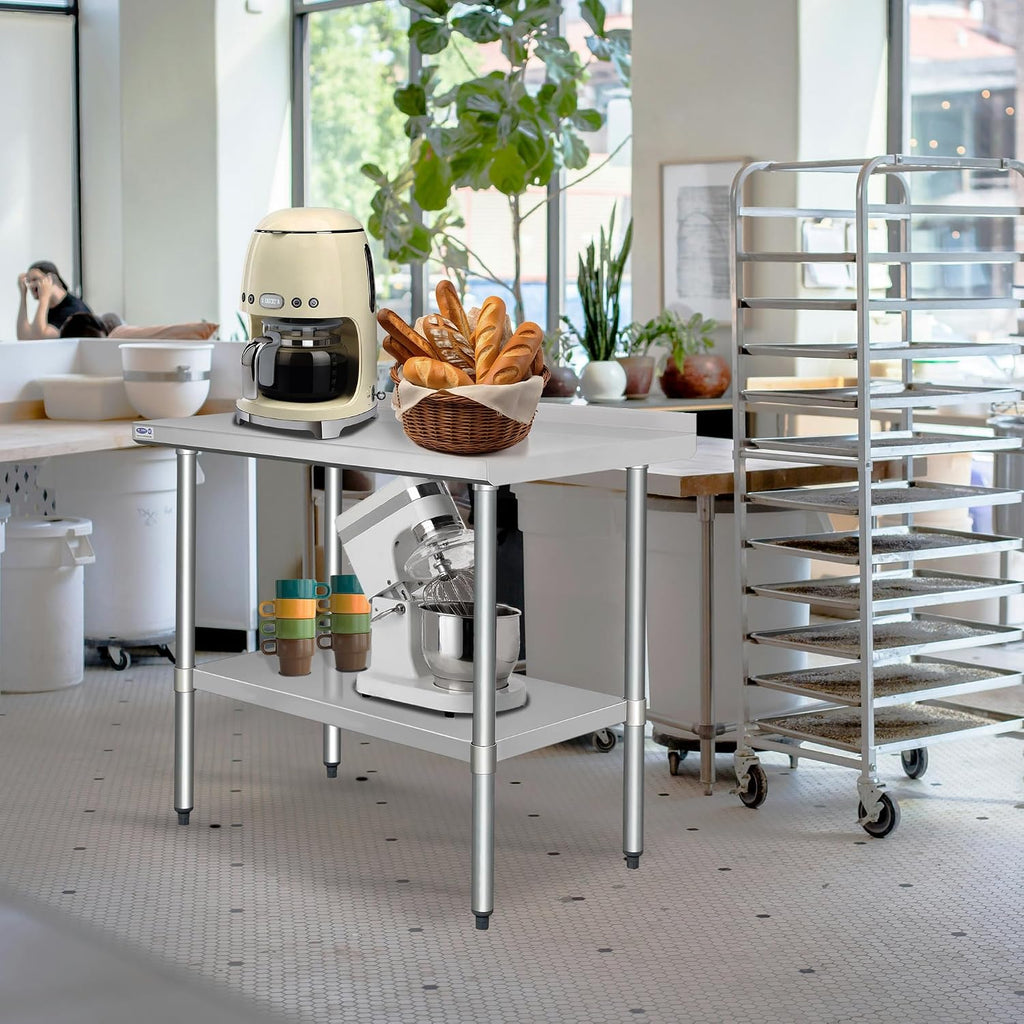 HARDURA Stainless Steel Table with Backsplash 24x48 Inches