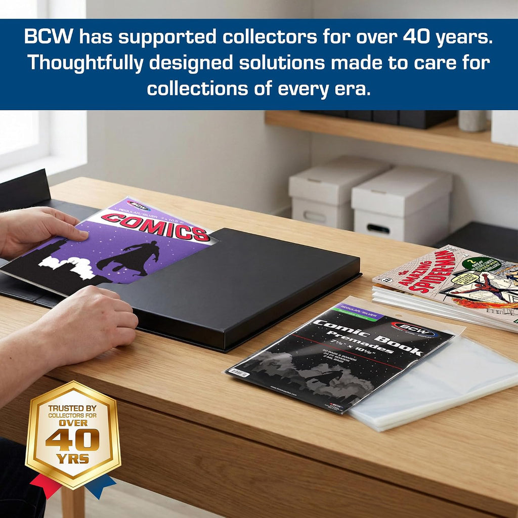 Comic Book StorFolio Kit – Includes Magnetic Comic StorFolio + 50 Silver Age Premade Resealable Comic Book Bags and