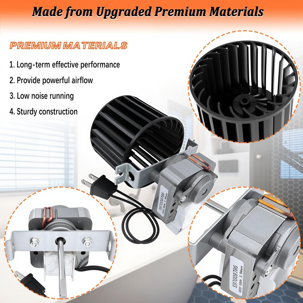 S97009796 Bathroom Fan Motor Assembly for Bulb Ceiling Heater 164-E/G/J/K/L/M & 162-E/G/J/K/L/M Bath Fan Motor Blower Replacement Parts 97009796, S97009758, S99080280