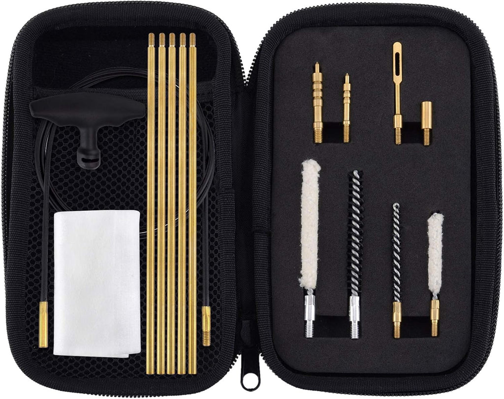 .177 Cal & .22 Cal Airgun Cleaning Kit with Cotton Mop Brass Cleaning Rod Nylon Brushes in Zippered Organizer Compact