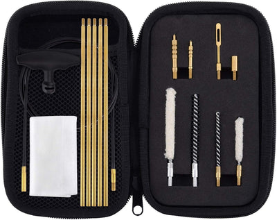 .177 Cal & .22 Cal Airgun Cleaning Kit with Cotton Mop Brass Cleaning Rod Nylon Brushes in Zippered Organizer Compact