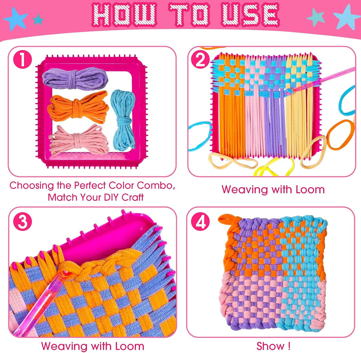 Weaving Loom Kit Toys for Kids and Adults DIY Arts and Crafts for Girls Ages 5 6 7 8 9 10 12, Pot Holder Loom