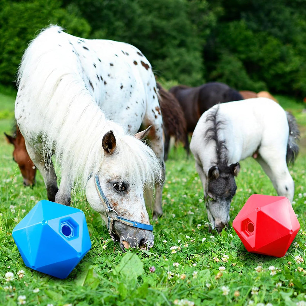 2 Pack Horse Treat Ball, 9" Feeder Toy for Horses, Red Blue