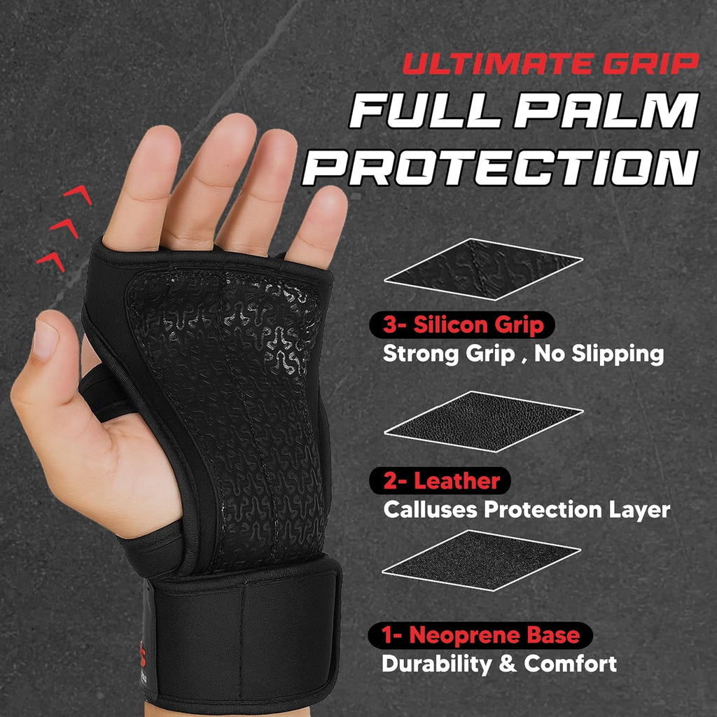 Ventilated Weight Lifting Workout Gloves for Men & Women | Gym Gloves for Men & Women with Built-in Wrist Wraps for