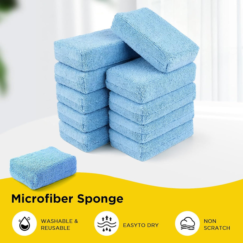Autocare 10 Pack Car Wax Applicator Pad Rectangle Foam Premium Grade Microfiber Applicator Pads