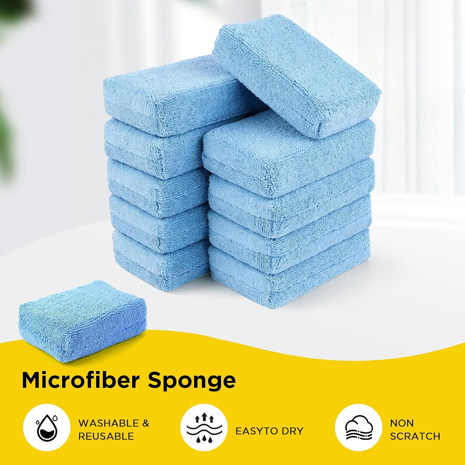 Autocare 10 Pack Car Wax Applicator Pad Rectangle Foam Premium Grade Microfiber Applicator Pads