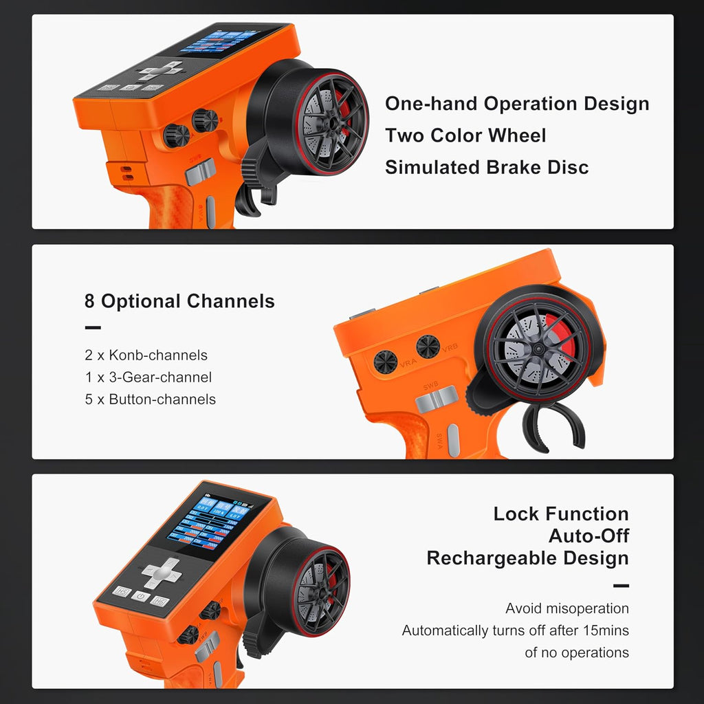 ME-8B RC Transmitter 8 Channels 2.4GHz and Receiver for 1/8 1/10 1/18 1/24 RC Crawler Car Boat TRX4 TRX4M SCX10 SCX24