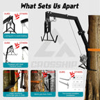Tree Mounted Deer Hoist with Gambrel - 500lbs Game Hoist with Winch, Ratchet Strap, 23ft Cable, Portable Detachable