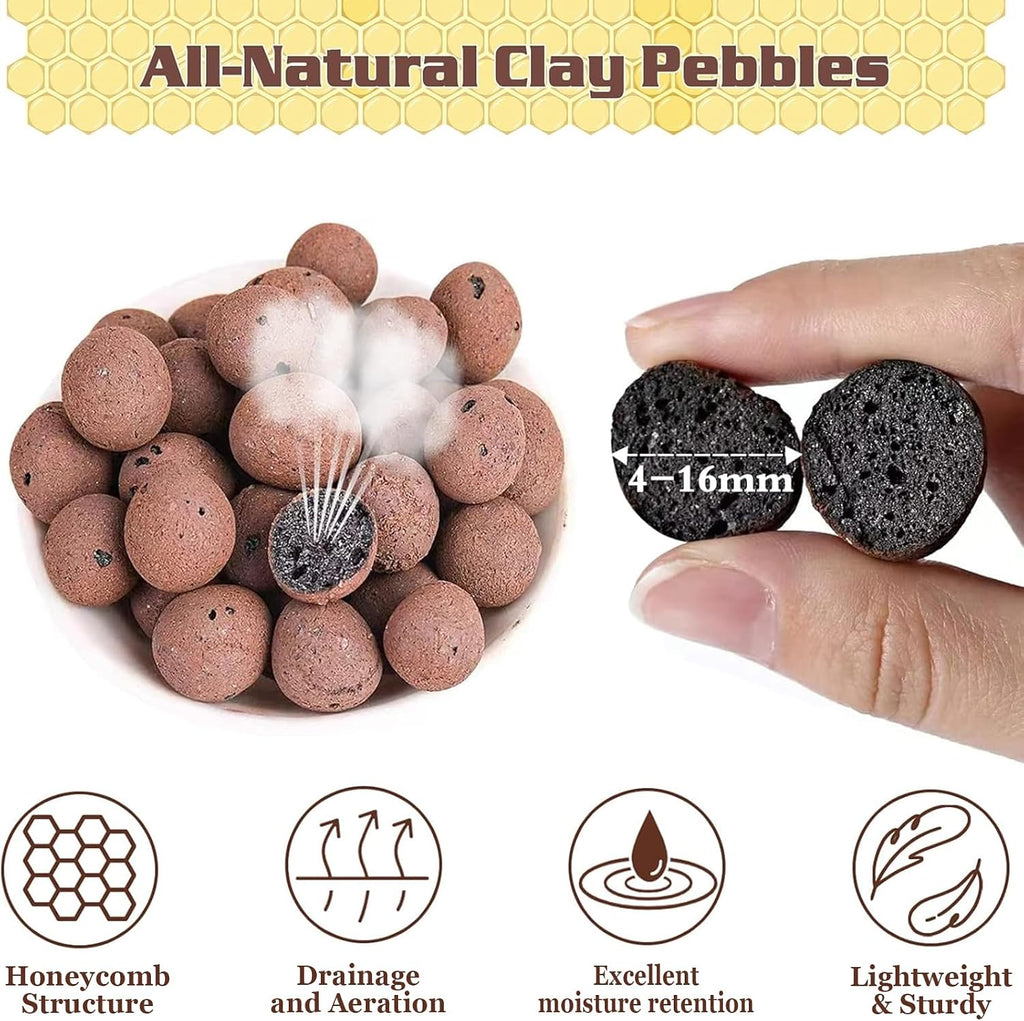2LB Leca Clay Pebbles for Plants, 4mm-16mm Clay Balls for Hydroponic | Drainage, Reusable, Aeration, Moisture