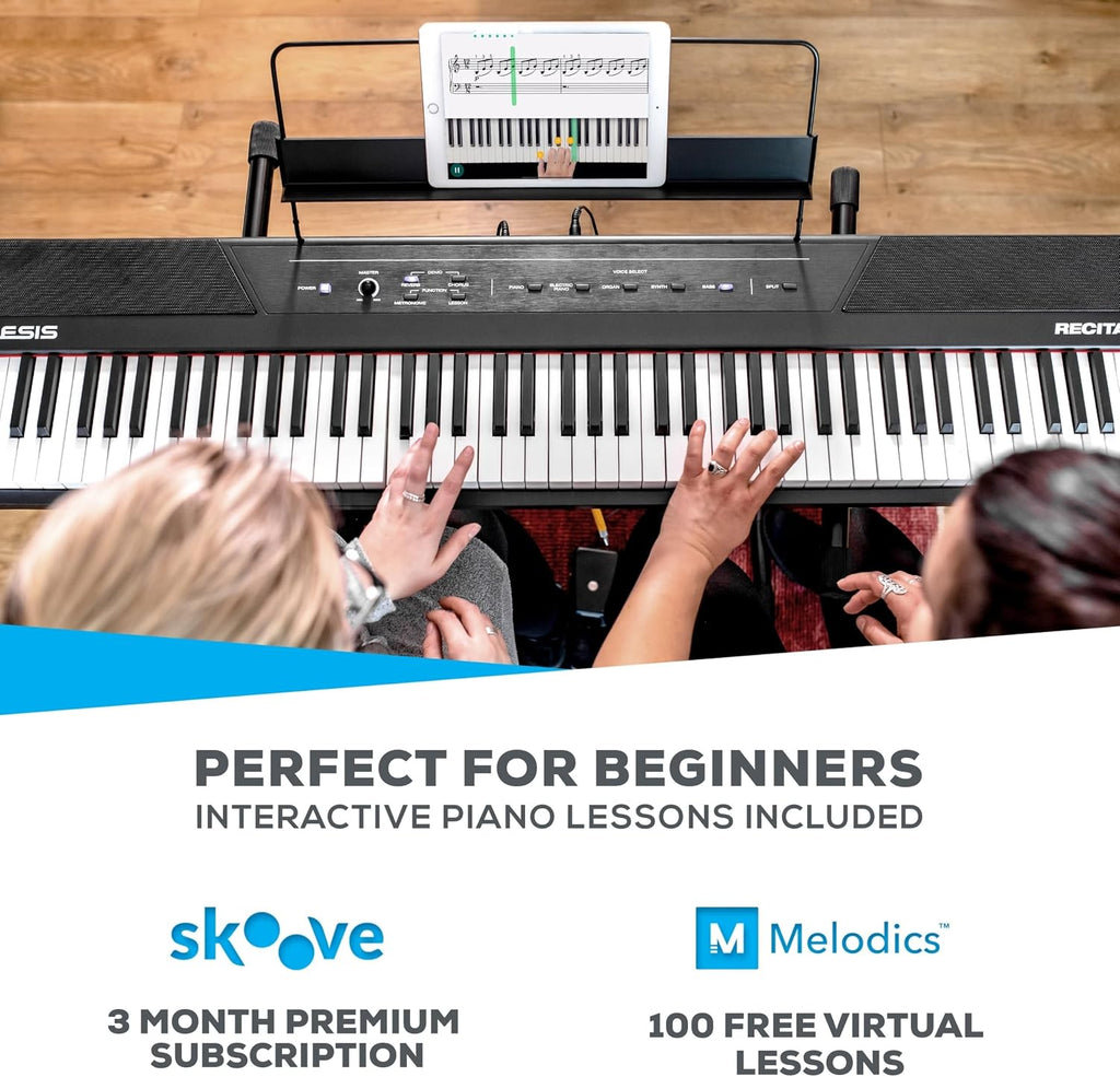 Recital 88-Key Digital Piano with Semi-Weighted Keys | 20W Speakers, 5 Voices, Split/Layer Modes, Adjustable Touch